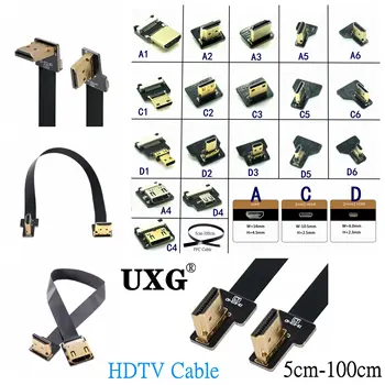 FPV HD Şerit Kablo 90 Derece Mini/Mikro HD Standart HDTV uyumlu PCB Konnektörleri 20pin fpv mikro hdmı 5cm 15cm 20cm 50cm