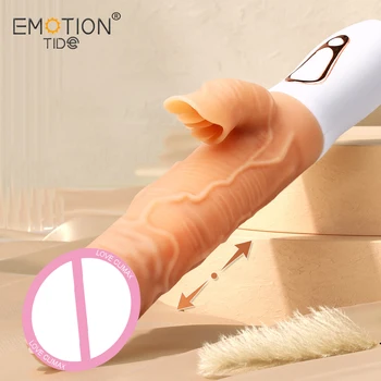 Gerçekçi yapay penis vibratör kadın geri çekilebilir klitoris stimülasyon titreşimli seks oyuncak Anal Masturbator seks makinesi ısıtma yetişkin 18