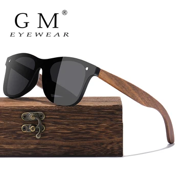 GM El Yapımı Güneş Gözlüğü Erkekler Polarize Ceviz Ahşap Gözlük Kadın Ayna Vintage Oculos de sol masculino UV400 Polarize Lens