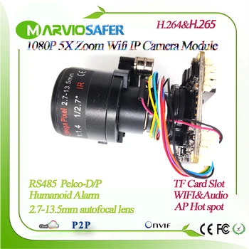H. 265 ve H. 264 1080P İnsansı Alarm Kablosuz Mini PTZ ağ kamerası Modülü 5X Optik zoom objektifi Wifi Video Güvenlik kurulu