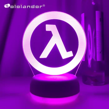 Half Life Logo Gece Lambası Oyun Odası Dekorasyon için Serin Olay Ödülü Oyun Mağazası renk değiştiren LED Gece Lambası onun için Hediye