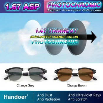 Handoer 1.67 Fotokromik Tek Vizyon Optik Reçete Lensler Hızlı Renk Değişimi Işığa Duyarlı Görüş Düzeltme Lens
