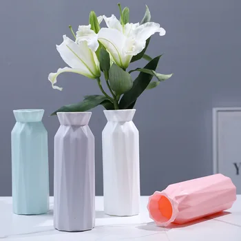 Iskandinav Tarzı Çiçek Vazo Oturma Odası Dekorasyon Süsler Modern Origami Plastik Vazolar Saksı Çiçek Aranjmanları Ev Dekor