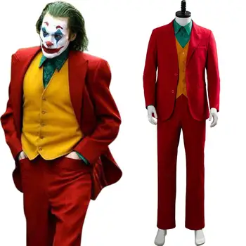 Joker Kökenli Romeo 2019 Film Joaquin Phoenix Joker Arthur Fleck Cosplay Kostüm Kıyafet Kırmızı Takım Elbise Üniforma Joker Kostüm Cadılar Bayramı