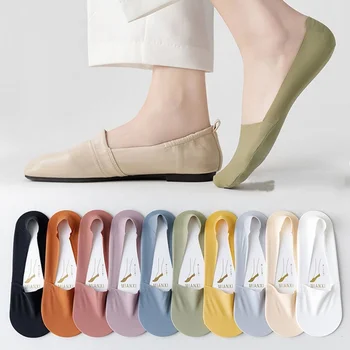 Kadın Yaz İnce Tekne Çorap Terlik Silikon Antiskid Buz İpek Çorap Dikişsiz Görünmez Sığ Ağız Nefes Çorap 1 Çift