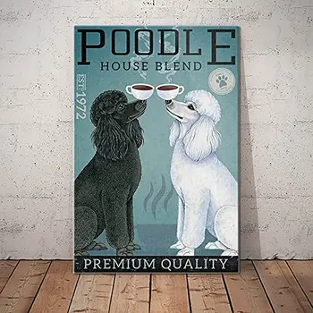 Kaniş Köpek Kahve Şirketi Premium Kalite Hediye Köpek Severler için Kaniş Köpek Dekoratif Yıldönümü Posteri Metal İşareti 8x12 inç