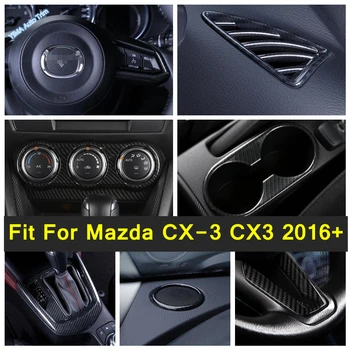 Karbon Fiber Tarzı İç Aksesuarları Mazda CX - 3 CX3 2016-2021 Tweeter / AC çıkışı / direksiyon / Şanzıman Kapağı Trim