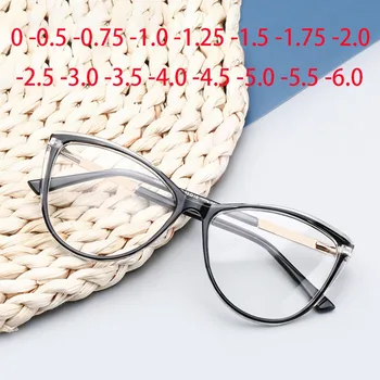 Kedi Gözü Miyop Gözlük yaylı menteşeler Unisex Oval Reçete Gözlük 0 -0.5 -1.0 -2.0 To -6.0