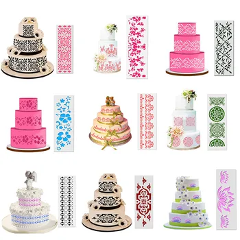 Kek kalıbı Yaprak Şekli Desen Kek Dekorasyon Plastik Dantel Kek Boder Şablonlar Şablon DIY Çizim Kalıp Araçları Pasta Bakeware