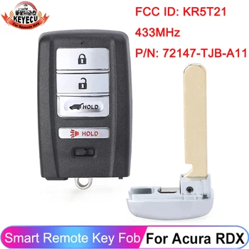 KEYECU Akıllı Uzaktan Anahtar SUV 3 + 1 4 Düğmeler FCC ID: KR5T21 Acura RDX 2019 2020 2021 P / N: 72147-TJB-A11 433.92 MHz 47 ÇİP
