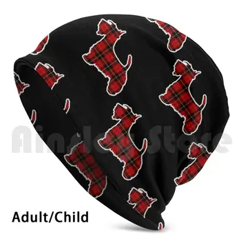 Klan Wallace Kırmızı Tartan Scottie Köpek Giyim / İskoç Tartan Siyah Şapka 819 Şapka Kırmızı