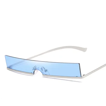 Klasik Dikdörtgen Yarı Çerçevesiz Güneş Gözlüğü Seksi Kadınlar Marka Tasarımcısı Moda Metal Çerçeve Renkli Lens güneş gözlüğü UV400