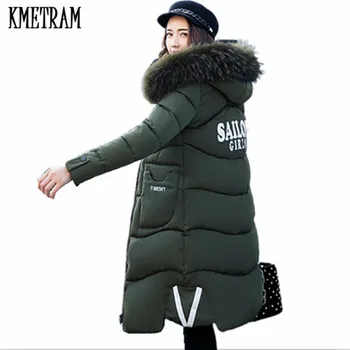 KMETRAM 2020 Yeni Moda Kış Ceket Kadınlar Büyük Kürk Yaka Sıcak Kalın Yastıklı pamuklu ceket jaqueta feminina ınverno HH310