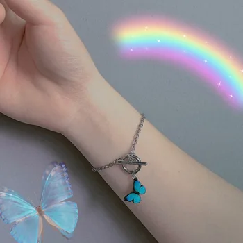 Kore kelebek kolye mavi OT toka bilezik erkek arkadaşı kız hediye için
