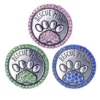 Kurtarma Anne 18mm Yapış Düğmeler Zencefil Yapış Takı Bilezik Köpek Kedi Pençe Baskı Yapış uğurlu takı Hediye Bayan Kızlar İçin vn-2105