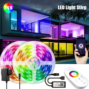 LED ışık Şeritleri 5050 RGB Esnek Diyot Yatak Odası Dekorasyon İçin Lamba Dize İle Telefon Wifi Bluetooth APP Denetleyici LED Şerit