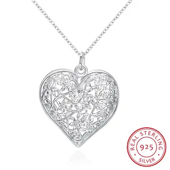 LEKANI Hollow Out Çiçek Kalp Hayat Ağacı Kolye Kolye Kadınlar Için 925 Ayar Gümüş Güzel Takı Kolye Kolye Collier