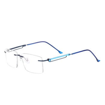 Metal Çerçevesiz Gözlük Erkekler ve Kadınlar Dikdörtgen Gözlük Çerçevesi Optik Reçete Lensler