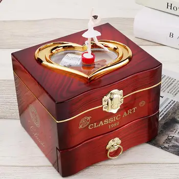 Mini Romantik Dönen Dansçı Piyano Müzik Kutusu Süs Clockwork Mekanik Takı Kutuları Doğum Günü Hediyeleri için Ev Dekorasyon