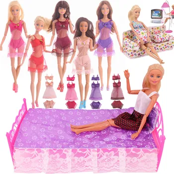 Mobilya Barbie Minyatür Seksi İç Çamaşırı Uyar 11.8 İnç Barbie Bebek, 30CM BJD, Minyatür Dollhouse Aksesuarları Oyuncaklar