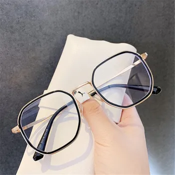 Moda Anti-mavi gözlük kadınlar basit optik gözlük gözlük çokgen çerçeve gözlük