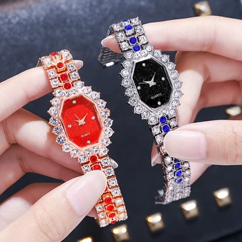 Moda saat seti 2022 Lüks Marka Kristal Takı Setleri Kadınlar için Küpe Yüzük Kolye kuvars saatler Saat Femme Hediye İzle