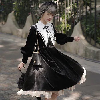 MS Lilly ~ Prenses Klasik Kadife Lolita YLF tarafından OP Elbise Uzun Kollu Elbise