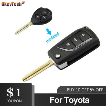 OkeyTech 2/3 Düğme Çevirme Katlanır Uzaktan Anahtar kılıflı anahtar Kılıfı Toy43 Toyota Levin Camry Reiz voor Highlander Corolla Aksesuarları