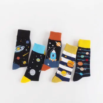 Pamuk Çorap Erkekler Harajuku Serin Uzay Astronot UFO Moda Kaykay Ekip Uzun Tüp Kadın Çorap Dropshipping