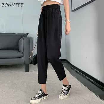 Pantolon Kadın Moda Harem pantolon Ayak Bileği Uzunlukta Bayan Giyim Elastik Bel Yaz Sıcak Gevşek Streetwear Katı Gençler Popüler