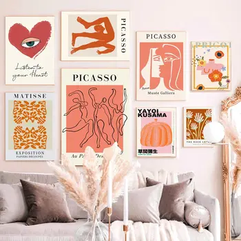 Picasso Matisse Soyut Yayoi Kusama duvar sanatı tuval yağlıboya İskandinav Estetik Posterler ve Baskılar Oturma Odası Dekor Resimleri
