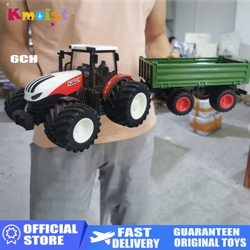 RC Traktör Römork LED Far ile çiftlik oyuncak seti 2.4 GHZ 1/24 Uzaktan Kumanda Araba Kamyon Tarım Simülatörü Çocuklar için Çocuk Hediye