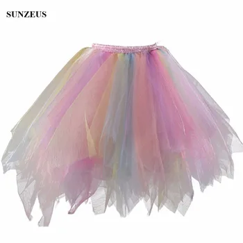 Renkli Petticoats Tül Jüpon Kısa Kızlar Hoepelrok Kabarık Dans Enaguas Novia Yetişkin Tutu Etek