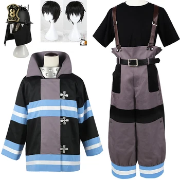 Shinra Kusakabe Kostüm Ceket Pantolon Ceketler Yangın Kuvvetleri Cosplay Kostüm Enen hiçbir Shouboutai İtfaiye Asa Boiru Üniforma Erkekler Boys