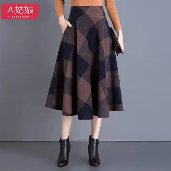 Sonbahar ve Kış kadın Giyim Sonbahar A-line Etek Kış Etek Etek kadın Sonbahar Kadın Etekler Faldas Jupe