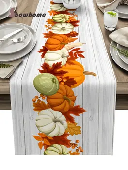 Sonbahar Şükran Kabak Akçaağaç Yaprakları Masa Koşucu Ev yemek masası Dekor Placemat Otel Düğün masa süsü Masa Örtüsü