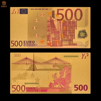 Sıcak Satış Ürün Altın Banknotlar Renkli 500 Euro Altın Kaplama Kağıt Banknotlar Koleksiyonu Ve Ev Dekor Hediyeler