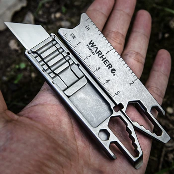 Titanyum Çok fonksiyonlu Bıçak Trapez Değiştirilebilir Bıçak EDC Kağıt Kesici Maket Bıçağı Taşınabilir Açık Ağaç İşleme Bıçağı