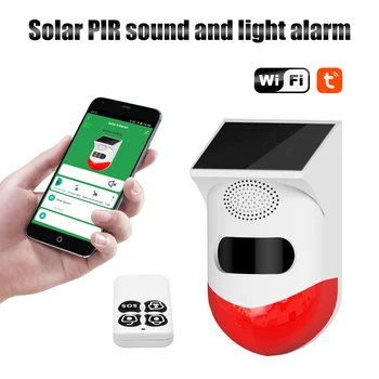 Tuya Akıllı Wifi Kızılötesi RF433 Uzaktan Kumanda Dedektörü Wifi Alarm Sistemi Güneş Siren Açık Su Geçirmez PIR Sensörü