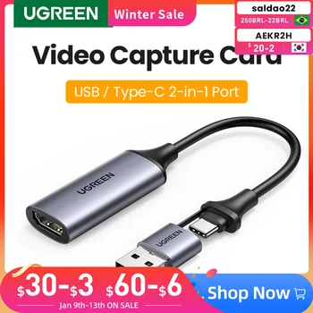 UGREEN HDMI USB Tip C Video Yakalama Kartı 4K HDMI Kablosu Adaptörü Kapmak Kutusu pc bilgisayar DSLR Kamera Canlı Akış Kayıt