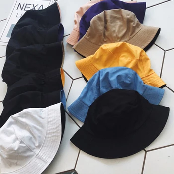 Unisex güneş şapkaları Kadın Yaz Çift Taraflı kova şapka Erkekler Saf Renk Fedoras Açık Balıkçı Şapka Siperliği Havza Kap