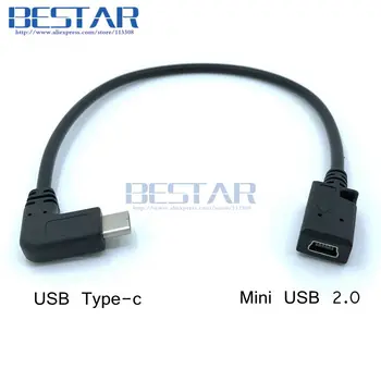 USB 3.1 Tip-c Erkek Dik Açı USB Mini USB Mikro USB Dişi Dönüştürücü adaptör Kablosu 25cm veri şarj cihazı Kabloları Mini mikro USB