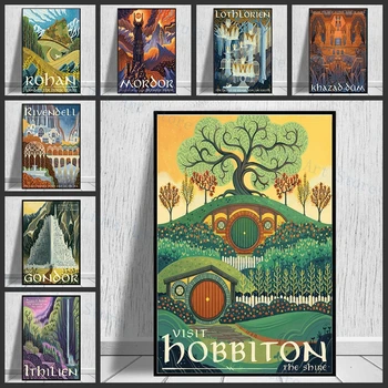 Vintage Seyahat Posteri Tolkien Orta Dünya Lothlorien Mordor Çizim Manzara Fantezi Edebiyat Sanat Duvar Resimleri Dekor
