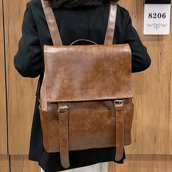Vintage Yağ Balmumu Deri Kadın Sırt Çantası Moda okul sırt çantası omuz çantaları Kadınlar için 2022 Yeni Büyük Kapasiteli seyahat sırt çantası