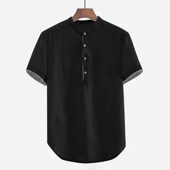 Yaz erkek Gömlek Baggy Katı Pamuk Keten Kısa Kollu Düğme Artı Boyutu Resmi Gömlek Bluz Tops Camisas De Hombre 2022