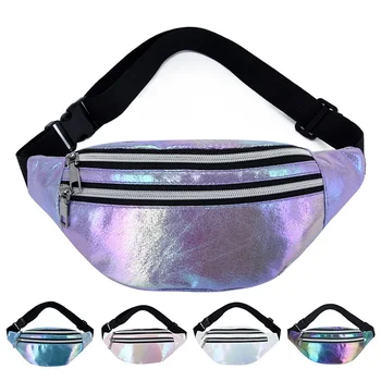 Yeni Holografik fanny paketi Hologram Bel Çantası Lazer PU Plaj Seyahat Muz Kalça Bum Zip Bel Çantaları Kadın bel çantası Kızlar için Bolsa