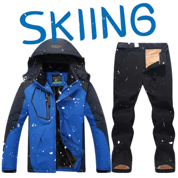 Yeni Kış Kayak Takım Elbise Erkekler için Sıcak Rüzgar Geçirmez Su Geçirmez Açık Spor Kar Ceket ve Pantolon Erkek Kayak Ekipmanları Snowboard Ceket