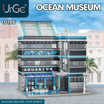 Yeni MOC 10186 Şehir Sokak Görünümü Serisi Okyanus Müzesi Akvaryum Mimari Yapı Taşları Tuğla Eğitici Oyuncaklar Doğum Günü Hediyeleri