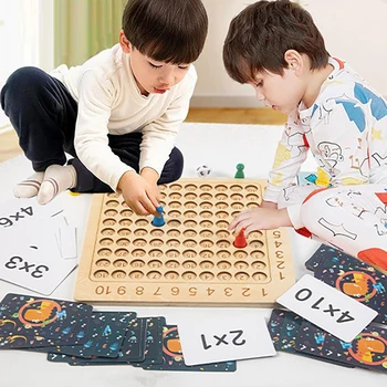 Yeni Montessori Ahşap Çarpma Kurulu Oyunu Çocuk Matematik Eğitici Oyuncaklar Sayma Yüz Kurulu İnteraktif Düşünme Oyunu