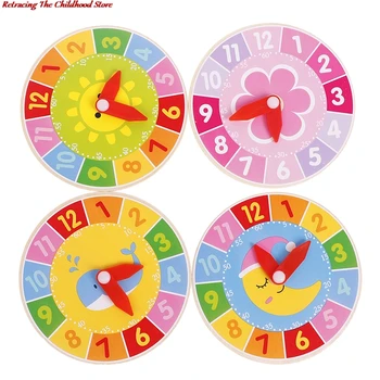 Yeni Çocuk Ahşap Renkli Saat Oyuncaklar Çocuklar için Erken Okul Öncesi Öğretim yardımcıları
